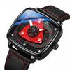 Herren Tonneau Quarz Armbanduhr Lederarmband Wasserdicht Mode Sport Herrenuhr