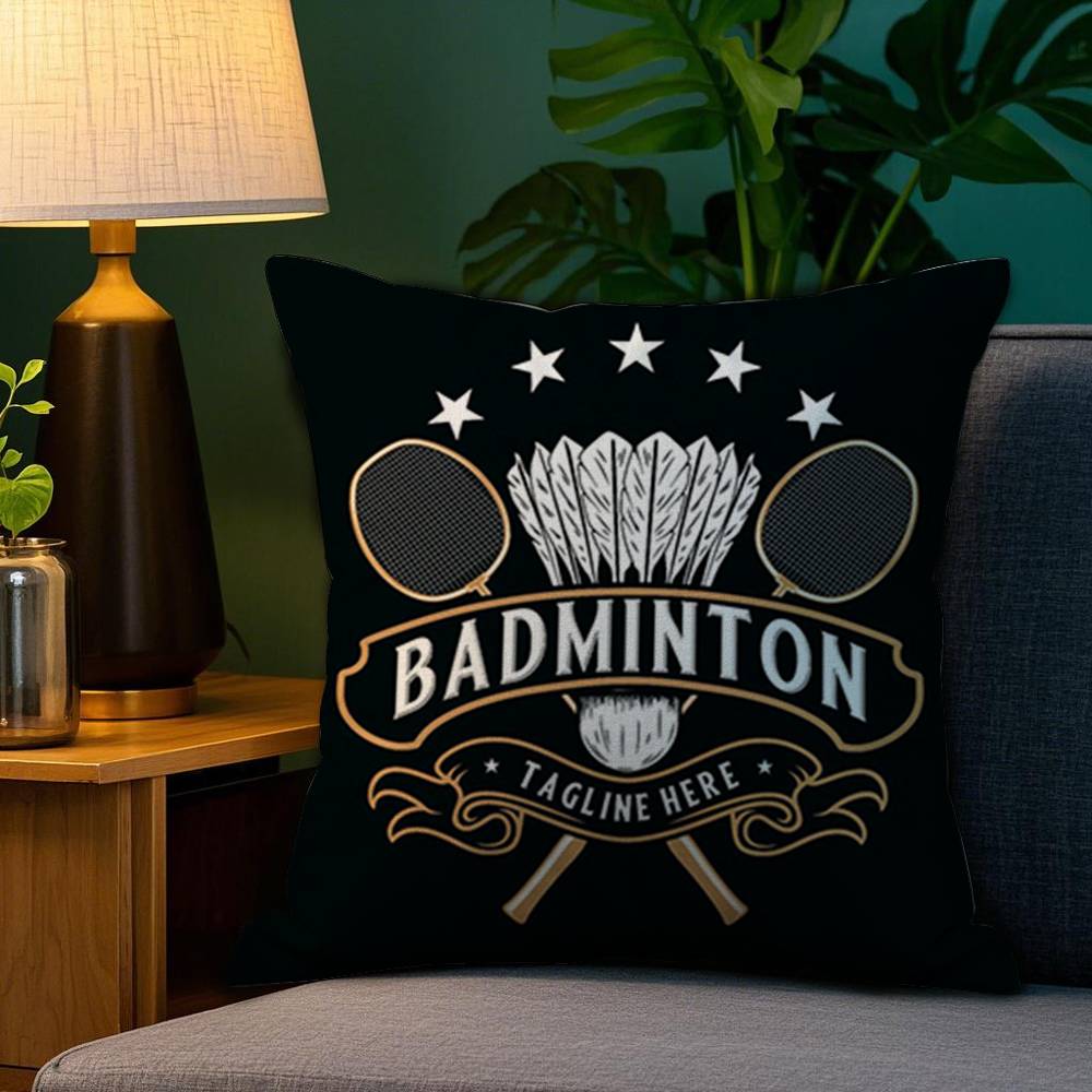 Badminton Sport Pillow Case Sofa Living Room Bedroom Double-sided Printing Square Cushion Nap Time Cushion Cover