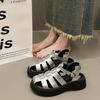 Roman Bag Head Sandals for Women To Wear In the Spring of 2024, the New British Style Casual Muffin Thick-soled Roman Pig Cage Shoes
