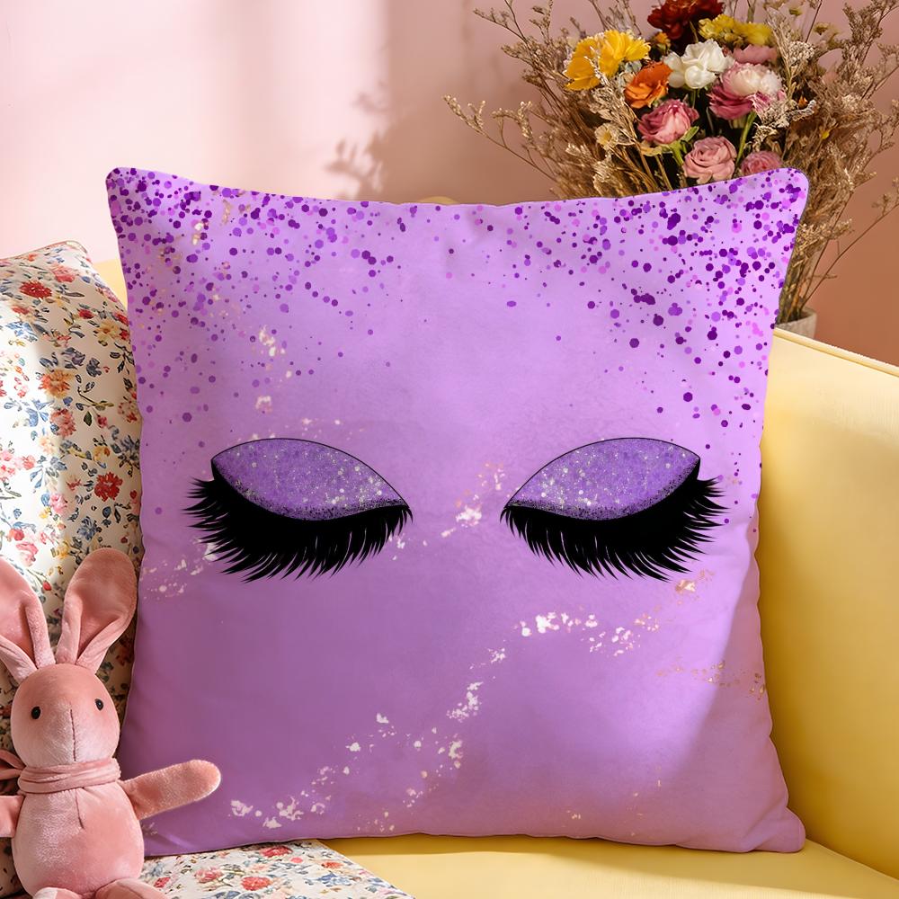 Cushion Cover Short Plush Throw Pillow Soft Washable Sofa Bed Office Cushion Beauty Makeup Eyelash