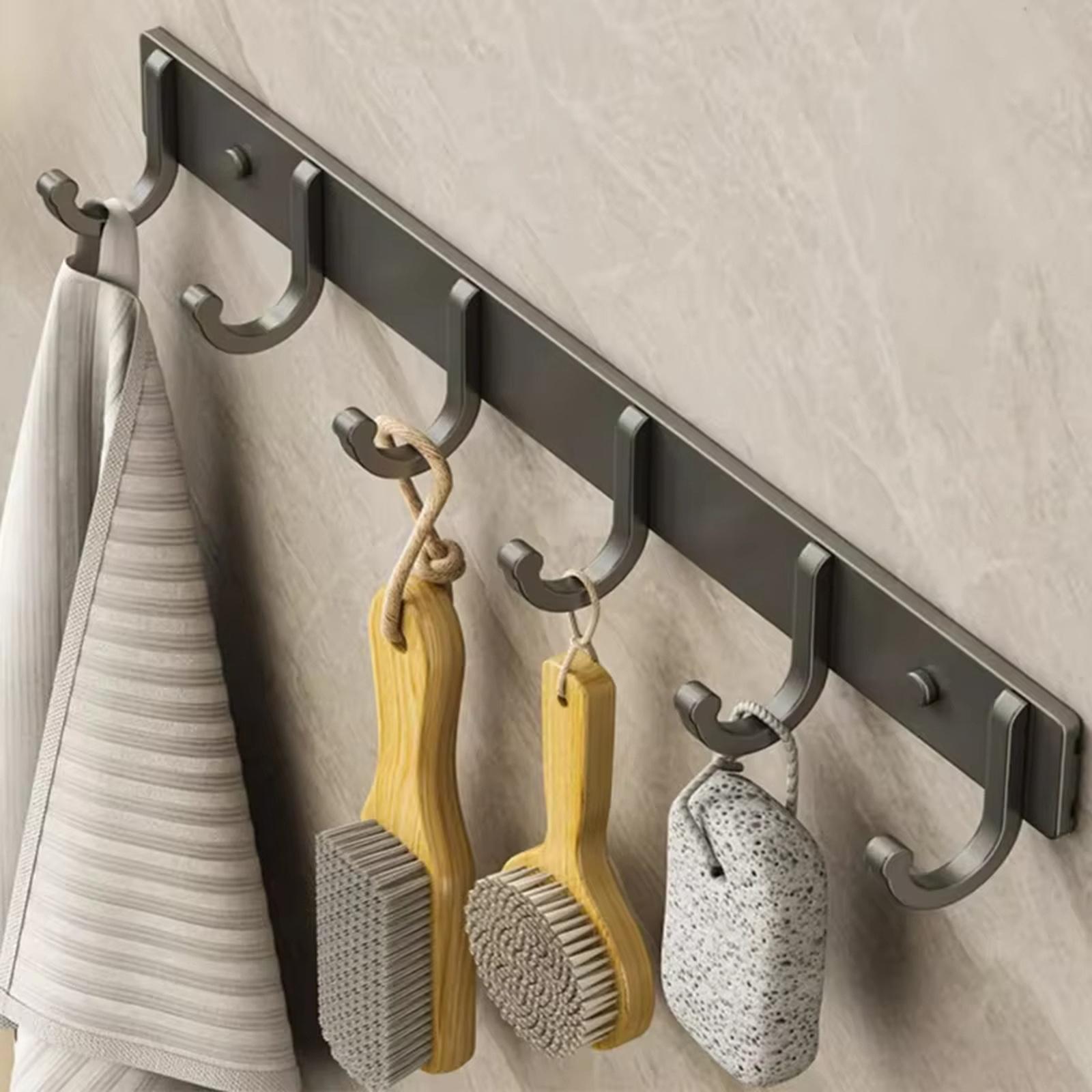 Wall Mounted Space Aluminum Coat Hooks, No Drill Adhesive Rack for Bathroom Bedroom one size