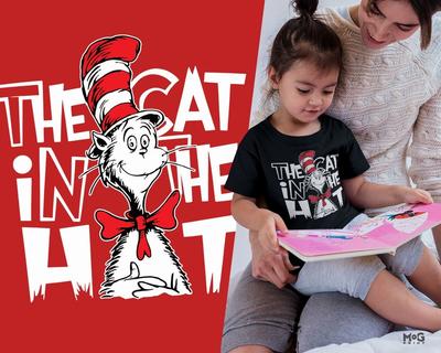 Lustiges Katze mit Hut T-Shirt, Welttag des Buches, Leseclub, von Dr. Seuss inspiriertes T-Shirt