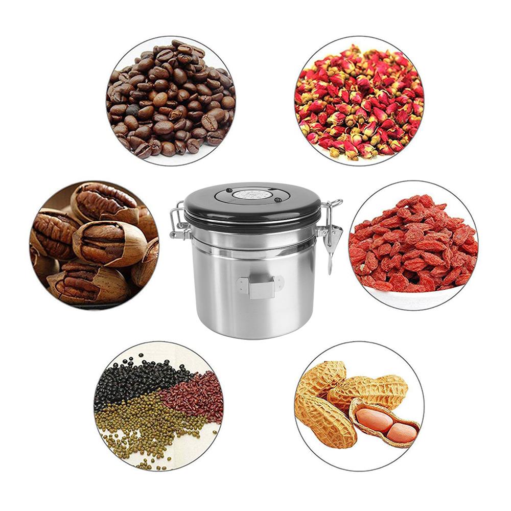 Contenitore Ermetico per Caffè Mantiene la Freschezza Premium Per Chicchi di Caffè Contenitore Caffè con Valvola CO2 Acciaio Inossidabile