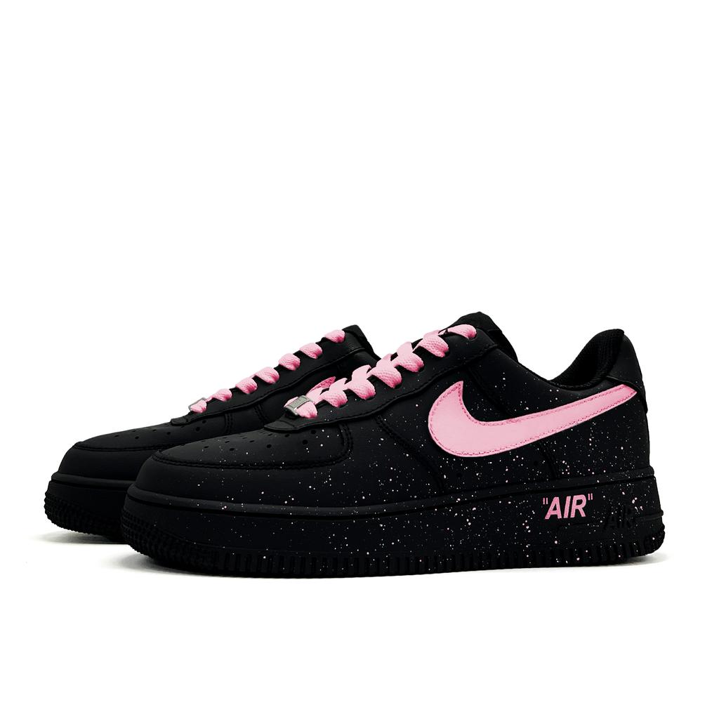 Nike Air Force 1 Ink Pink Star Leather Abrasion Resistant Slip Resistant Low top Skateboard Shoes Unisex Black CW2288-001(Team1361-)