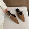 Baotou Slippers Autumn New Pointed Toe Shallow Mouth One Belt Soft Sole Non-slip Low-heeled Shoes