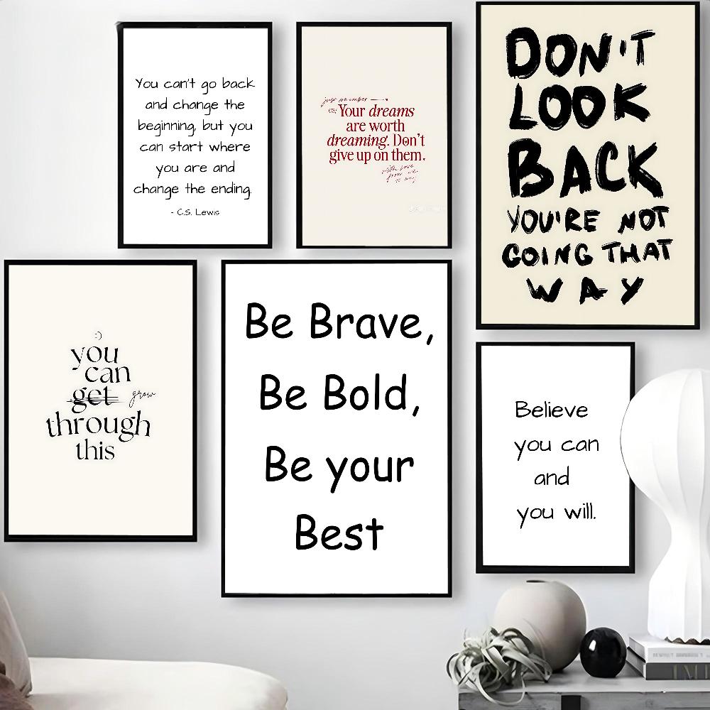 1PC Inspirational Quotes Poster Self-adhesive Art Waterproof Paper Sticker Coffee House Bar Room Wall Decor