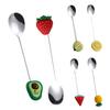 Stainless Steel Spoon, with Strawberries Durians Watermelons Avocados Decor, Durable Rust-Resistant Dessert Spoon, for Coffee Tea Stirring And Eating
