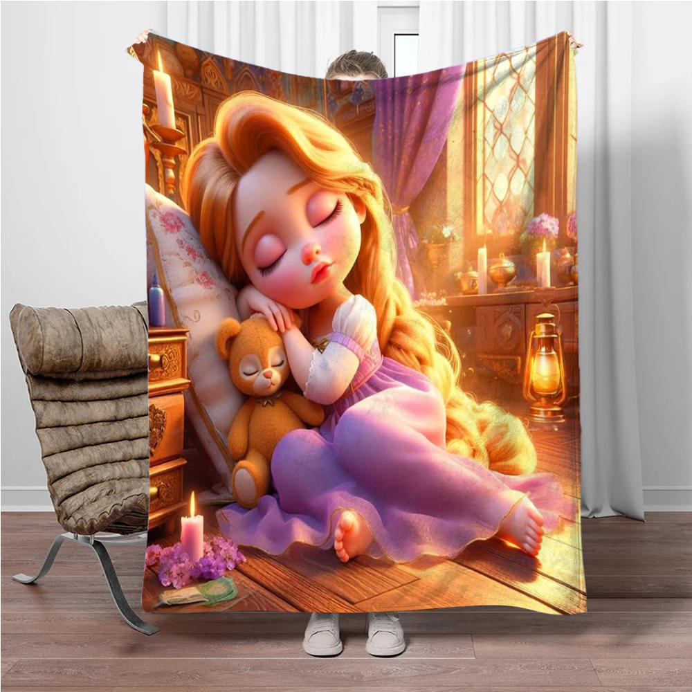 Kreslená Rapunzel Flanelová deka Dětská teplá měkká deka na pohovku postel Krycí deka Vhodná k narozeninám Suvenýry Dárky