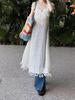 Urban Wave Beige Mohair V-Neck Lace Camisole Dress - Spring Collection