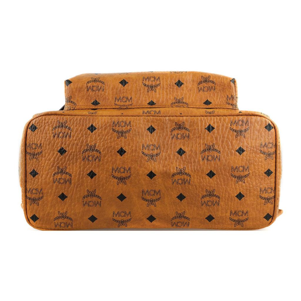 MCM Visetos Monogram Leather Backpack with Gold Hardware & Front Pocket Large Daily Bag for School Travel & Work