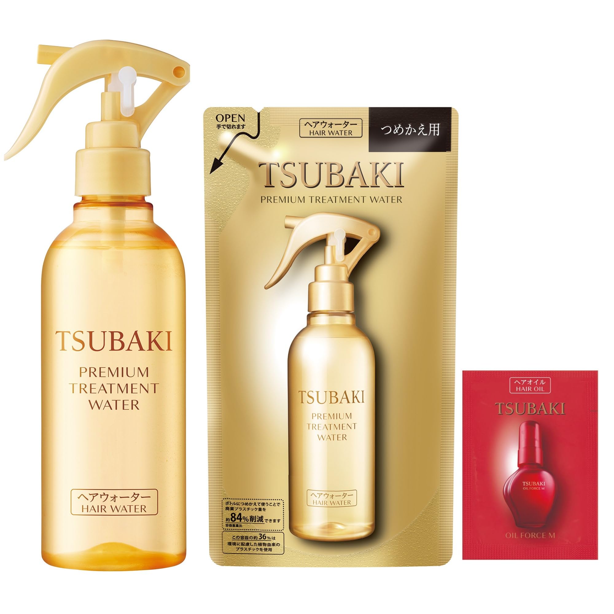TSUBAKI Premium Treatment Water Hair Water Body 210mL + Refill 200mL Set + Sample Damage Repair Sleep Adjustment Do not wash away