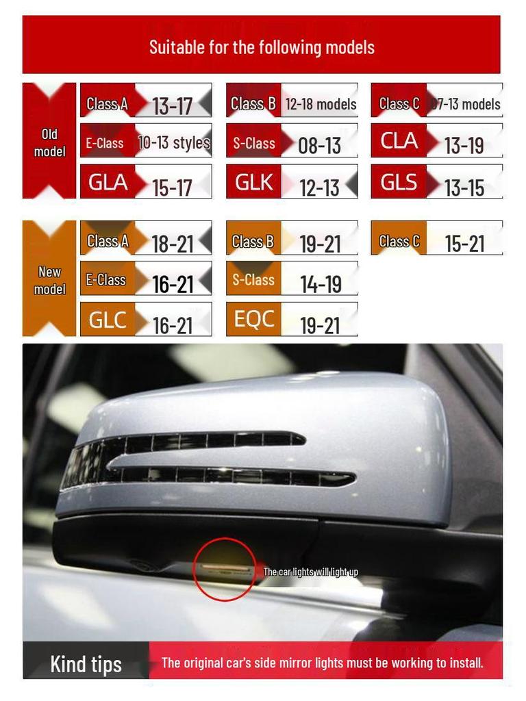 Mercedes-Benz Rearview Mirror Welcome Light for E-Class, A-Class, B-Class, C-Class, S-Class, GLC, EQC - Car Carpet Projection