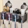 Suction Cup Toothbrush Storage Rack Integrated Hook 2/3/4 Person Electric Toothbrush Holder Reusable Detachable