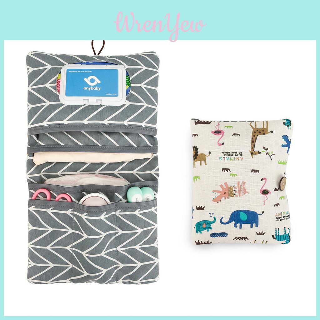 Baby Diaper Storage Bag With Multifunctional Cotton Linen For Travel And Organization