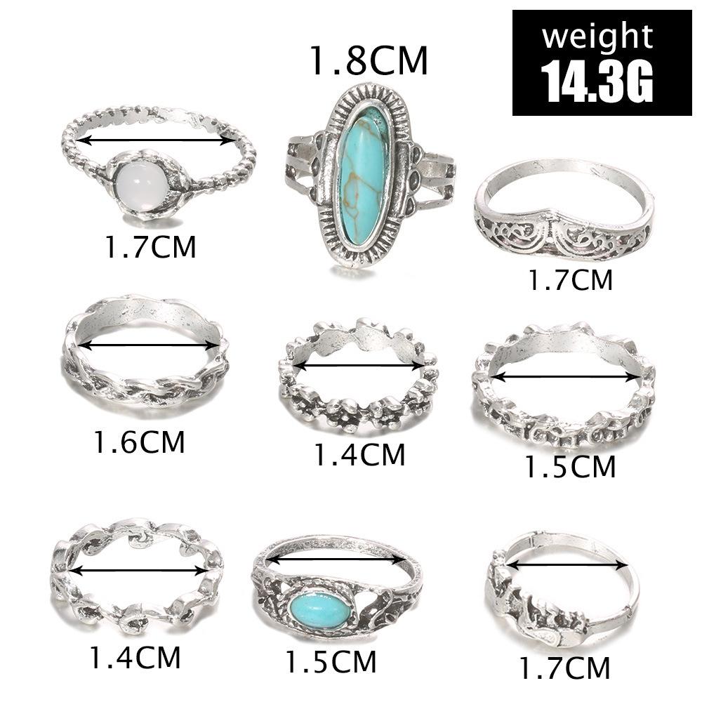 

Мода Женщины Богемный Резной Уникальный Набор Колец на Фаланги 9 в 1 one size