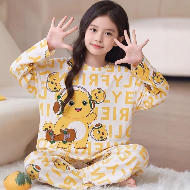 100% Cotton Girls Long Sleeve Pajama Set Princess Style Thin Sleepwear Kids Ages 8