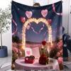 Cartoon Cupid Heart Rose Plush Blanket Cute Throw for Living Room Bed Valentines Celebrations Ideal Lovebirds Gift Enthusiasts