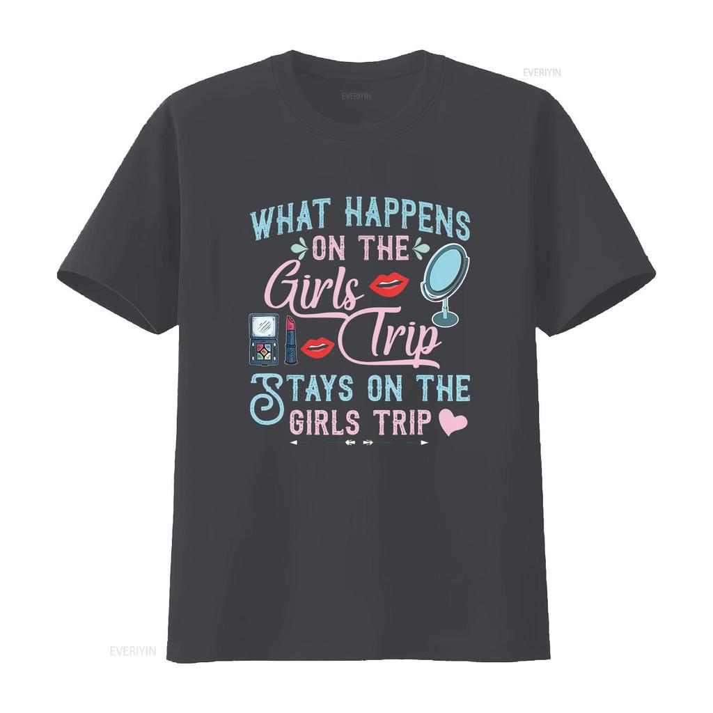 What Happens On The Girls Trip Stays Funny Vacation T Shirt Vintage Washed Unisex Slightly Comfortable Versatile Casual