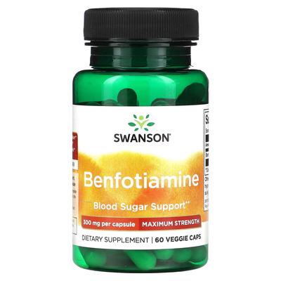 Benfotiamin, Maximální síla, 300 mg, 60 zeleninových kapslí