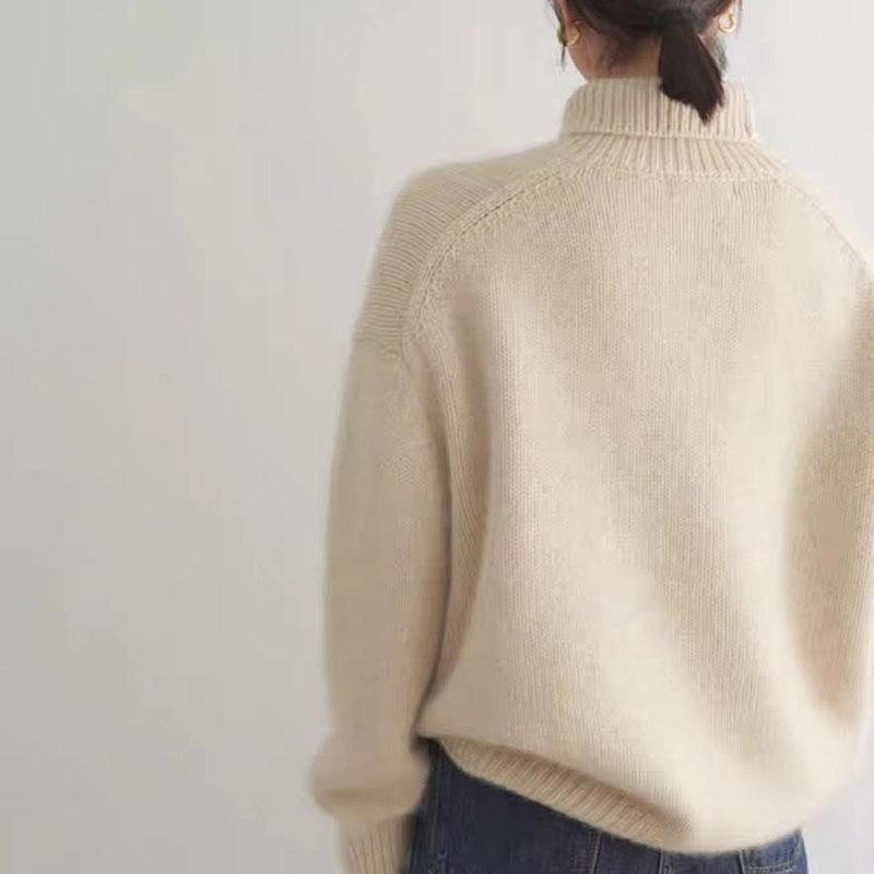 Autumn and Winter Thickened High Neck Women Loose Versatile Knitted Pullover Sweater Lazy Wind Bottoming Shirt Outside Wear Female
