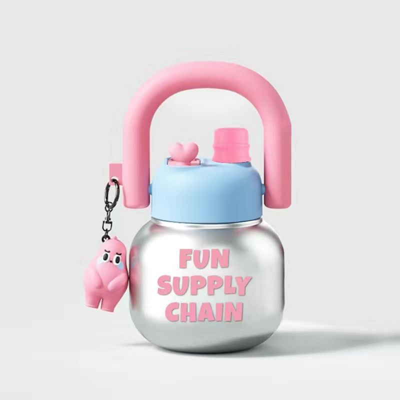 

Big Belly Double Drinking Cup High Appearance Girl Large Capacity Ton Ton Portable High Temperature Resistant Straw Plastic Cup 800ml серебряный