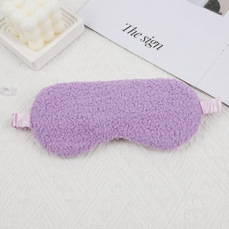 Plush Eye Mask with Elastic Band, Ear-Friendly, Lamb Wool, Solid Color, High-Style Silk Imitation for Napping.