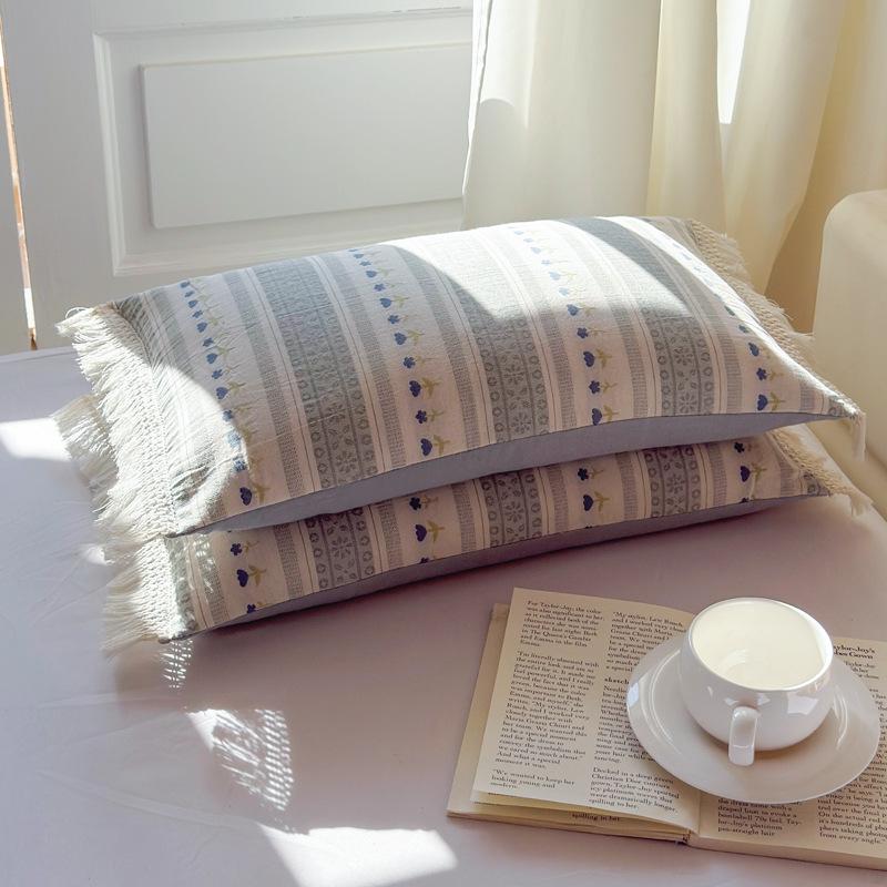 Premium Cotton-Linen Buckwheat Neck Support Pillow Pair Single - 33x53cm, adjustable height 8-12cm