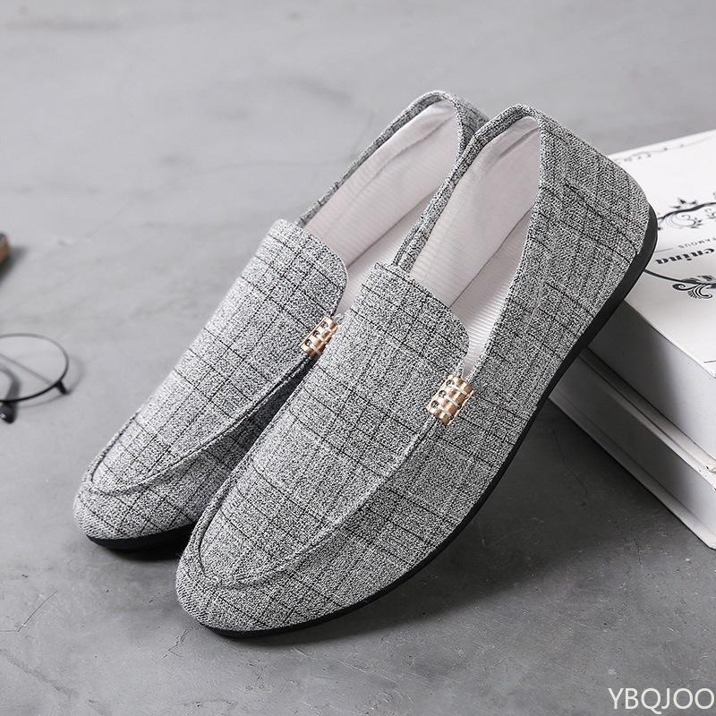 Mens Non Slip Loafers Breathable Driving Shoes Casual Plus Size Shoes Walking Canvas Flats Non Slip Moccasins Slippers Zapatos