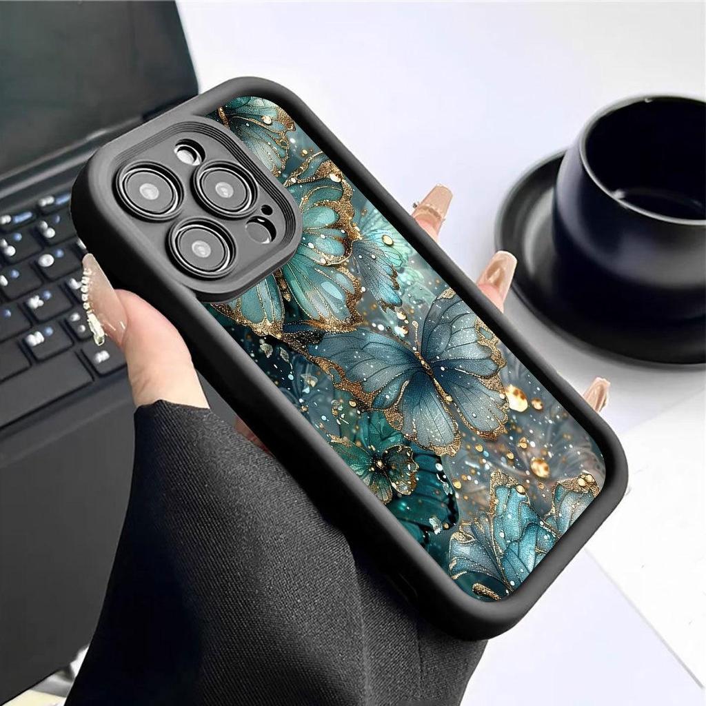Blue-Green Butterfly Groove iPhone Case for 15/16/17 Pro Max