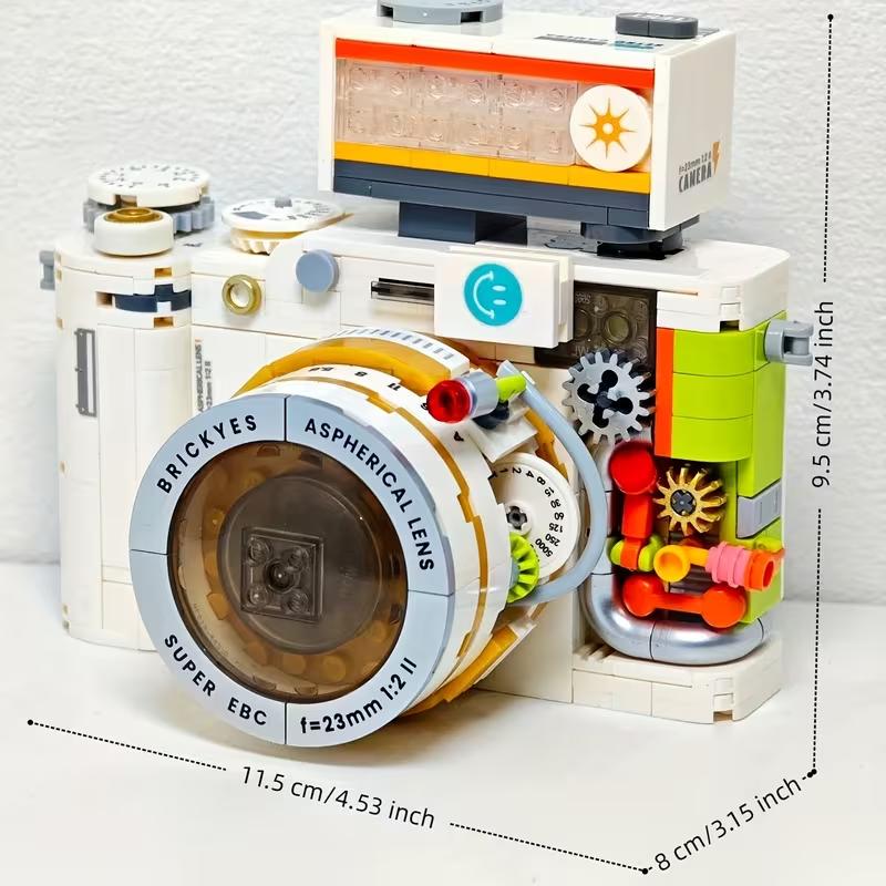 White Camera-Shaped Building Blocks, Suitable For Indoor Office Desk And Living Room Decoration, Perfect Choice For Holiday Gifts/Valentine'S