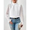 Autumn and Winter Pure Color Half High Collar Symmetrical Folding Stitching Wave Pattern Lotus Leaf Long Sleeve Top