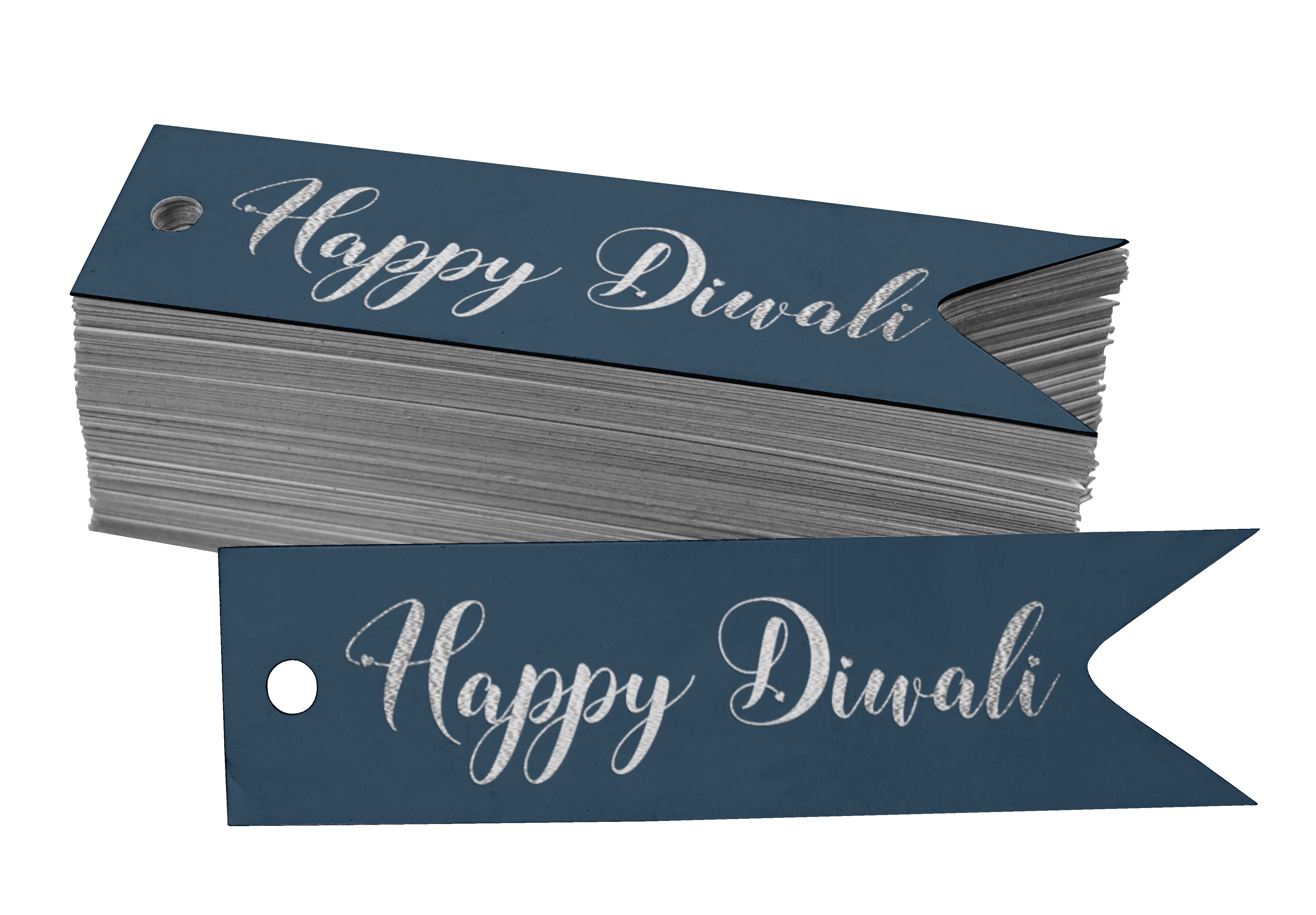 

Inkdotpot Упаковка зі 100 паперових тегів Happy Diwali Favor Виготовте справжню золоту фольгу 50 Silver Foil Tags синій