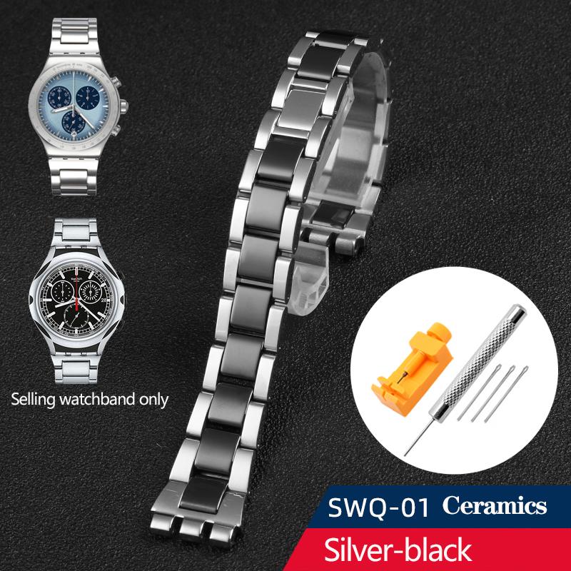 

Metal Stainless Steel Watchband 17mm 19mm 21mm For Swatch YGS749G YCS Yas YGS IRONY Ceramic Men Women Watch Chain Strap Bracelet 17mm