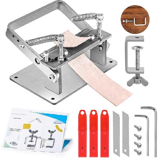Manual Leather Splitter Leather Peeling Machine, Leather Paring Skiver, Leather Skiving Tools with Instructions Handle Leather Peel Working Tools