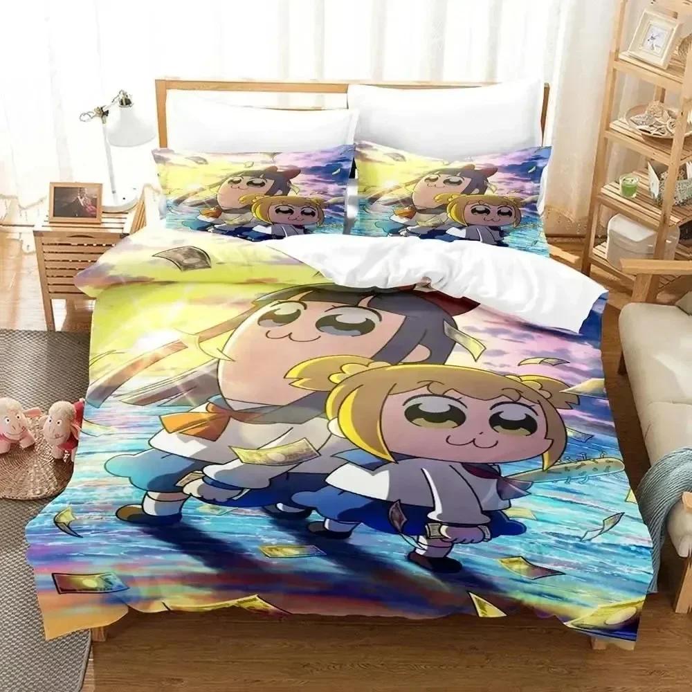 3D Print Anime Pop Team Epic Comfortable Duvet Quilt Cover Pillowcase Bedding Set Children Bedroom Decoration Home Textile