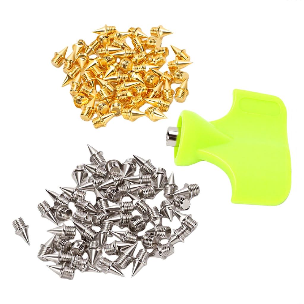 100PCS Track Spikes Alloy Steel 1Celsius4 Inch Track Shoe Spikes Replacement with Spike Wrench for Sprint Sports Running