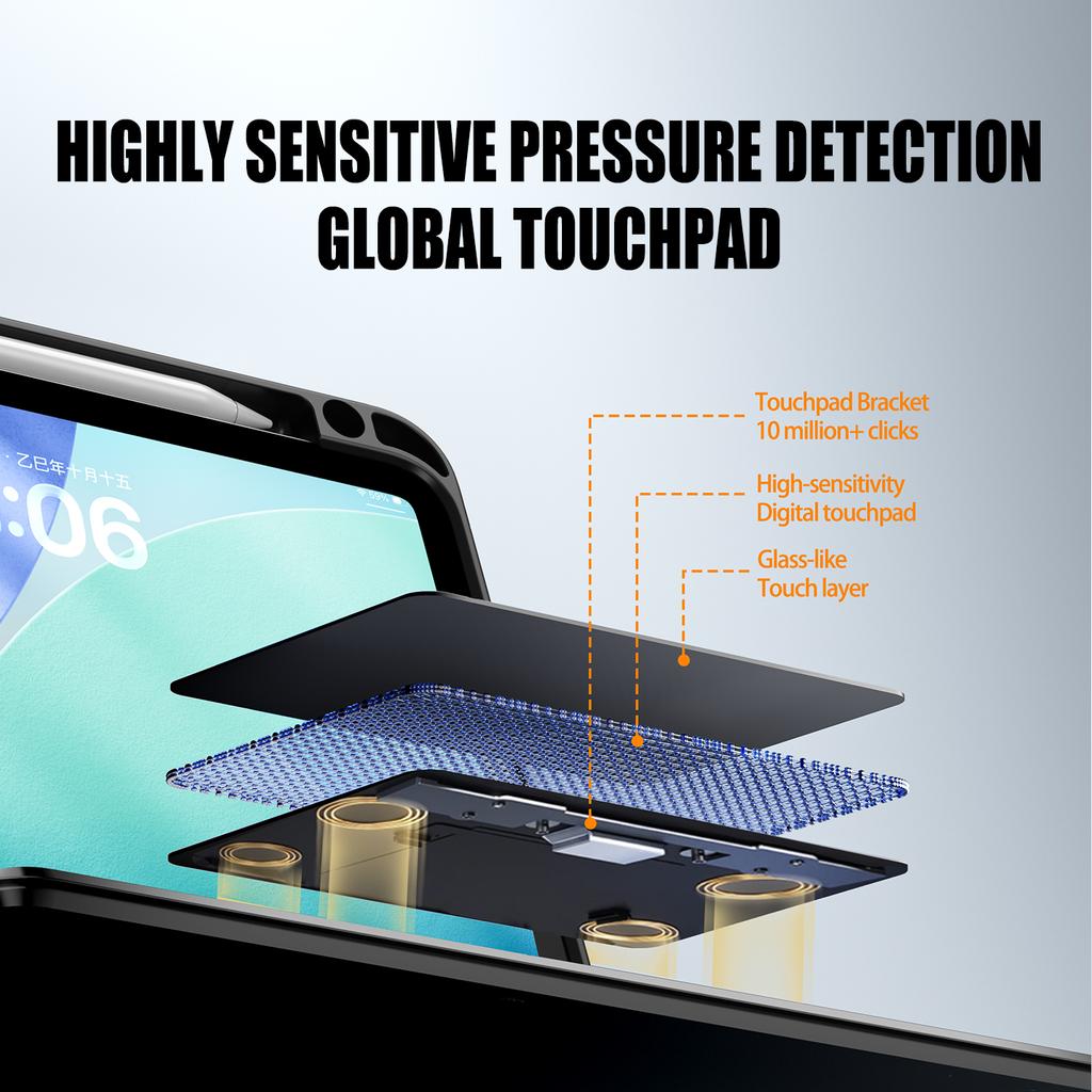 Ultra Thin Portable Keyboard Protector for iPad Pro 11" (M5/M4) with 7 RGB Backlit Touchpad and Pencil Slot Keyboard Protector