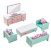 Wooden Doll Furniture Set: Mini Sofa, Cabinet, and Wardrobe for Child's Pretend Play