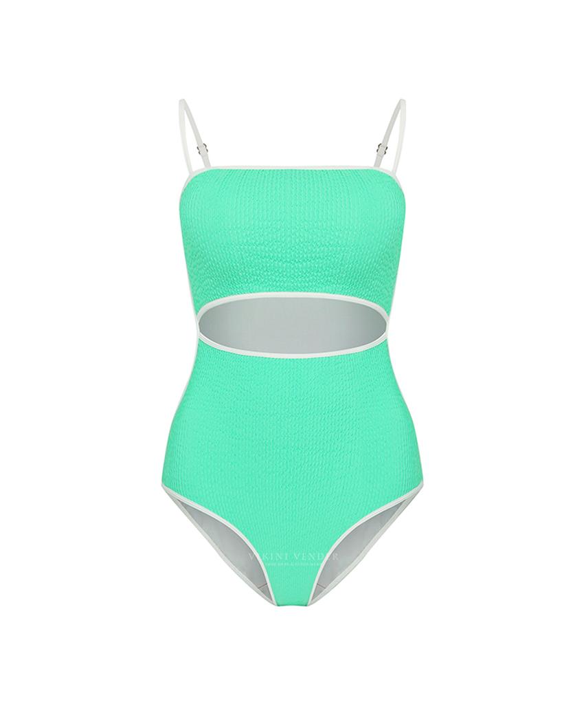 VIKINI VENDER Simple Binding Cutout Monokini - Emerald