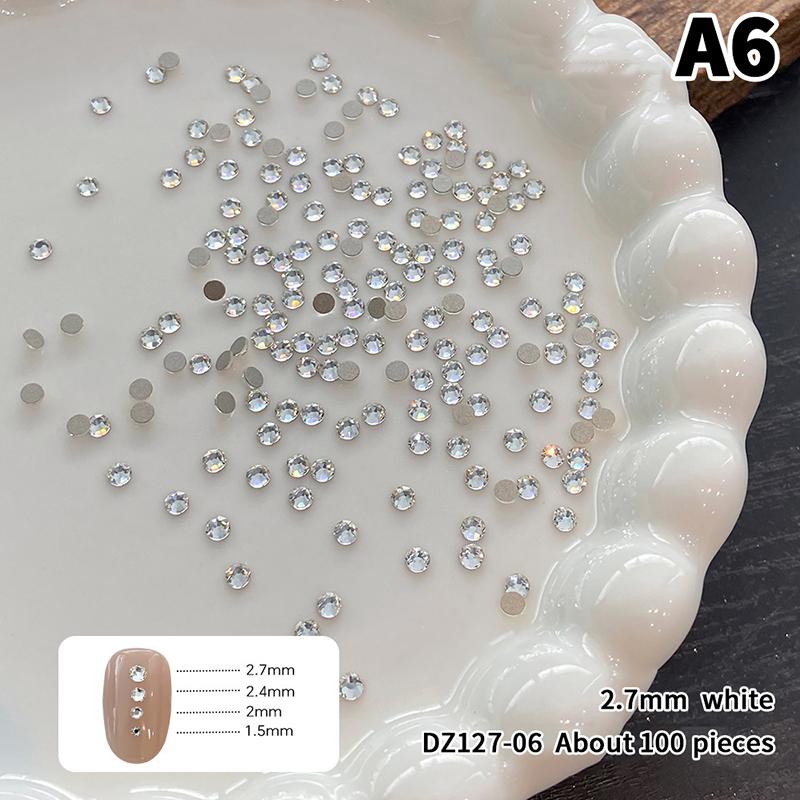 100Pcs Round Colorful Nail Rhinestones, Sparkling 3D Flatback Crystal Nail Gems, Nail Salon Decorations DIY Nail Art Supplie