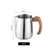 304 Stainless Steel Coffee Milk Frothing Pitcher Jug with Wood Grain Handle Spout Cappuccino Coffee Kitchen Cafe Accessories