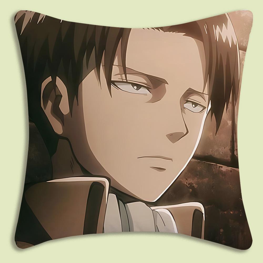 Levi Ackerman Attack On Titan Pillow Covers Cartoon Sofa Decorative Home Double-Sided Printing Short Plush Cute Cushion Cover