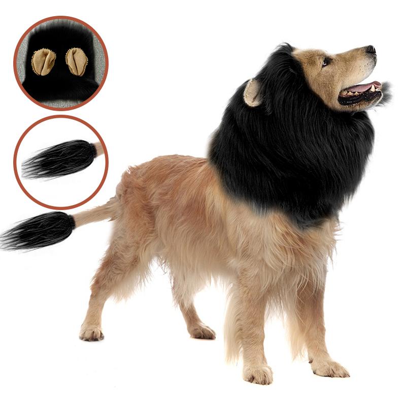 1Pc Cute Pet Dog Cosplay Clothes Lion Mane for Dog Costumes Realistic Lion Wig for Medium To Large Dogs with Ear Pet Accessories