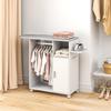 Rollbares Bügelbrettschrank, Klappbare Bügelstation mit Stauraum, Räder für Zuhause, Waschküche, Weiß