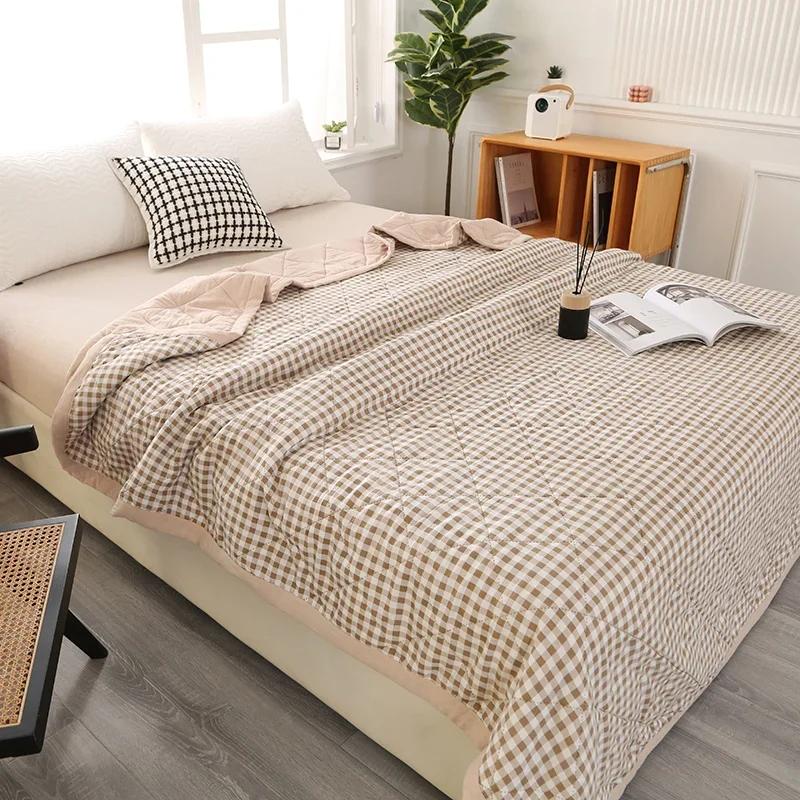 

A solid color spring/summer washed quilted blanket cover 150180200 single and double couple bed queen summer 150x200cm
