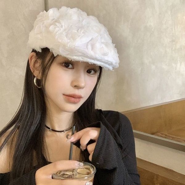 Весна и лето Корейская ниша High-end Rose Forward Новая шляпа Женская ретро-стиль Темперамент Берет Шляпа художника
