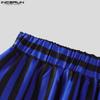 INCERUN 2PCS Men Sleeveless Striped Mesh Sheer Tank Tops Elastic Waist Layers Pants Sets