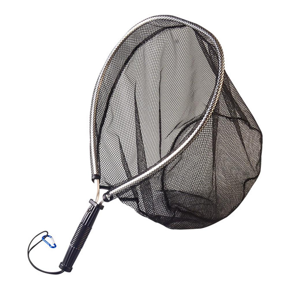 50cm Folding Landing Nets Aluminum Alloy Retractable Fishing Net Portable Collapsible Mesh Trout Hand Net Foldable Fishing Tools