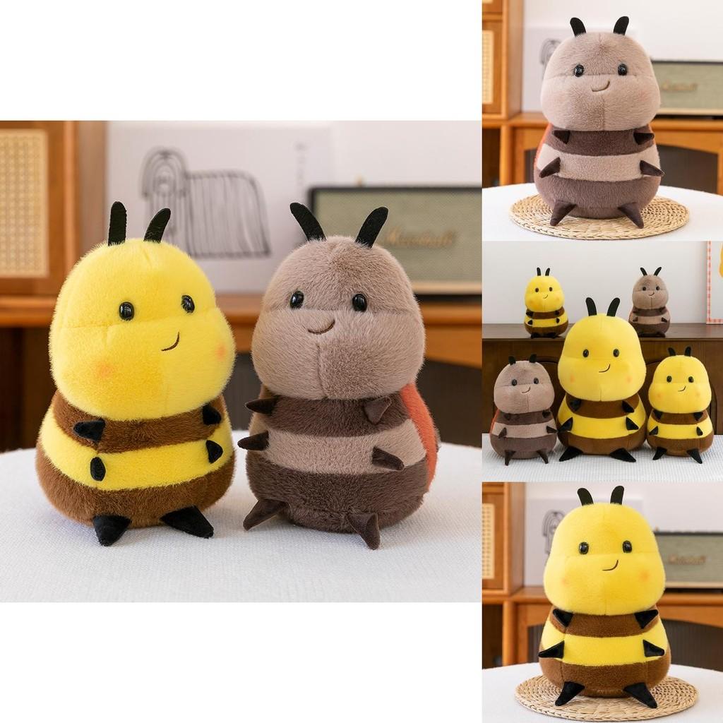 Cute Bee Plush Toy Stuffed Animal Pillow Soft Short Plush Pp Cotton Filling Gift