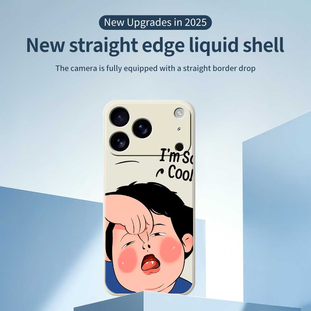 For iPhone 17 Pro Max Case Make Faces Kid Pattern Printing Straight Edge TPU Phone Back Cover